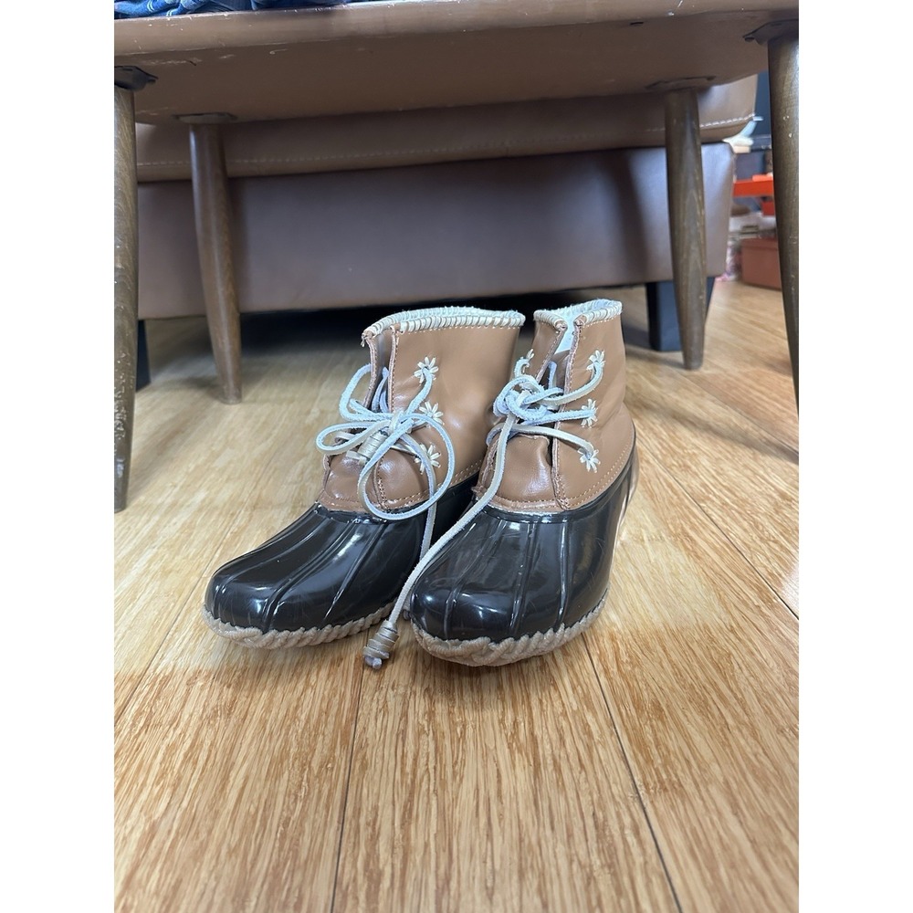 JACK ROGERS 'Chloe' Dark Brown Women's Classic Rain Duck Boots - Size 9M NWOB